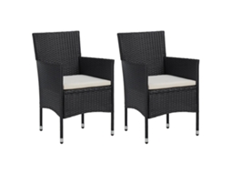 Cadeiras De Jantar Para Jardim 2 Pcs Vime Pe Preto Dkd Home Decor