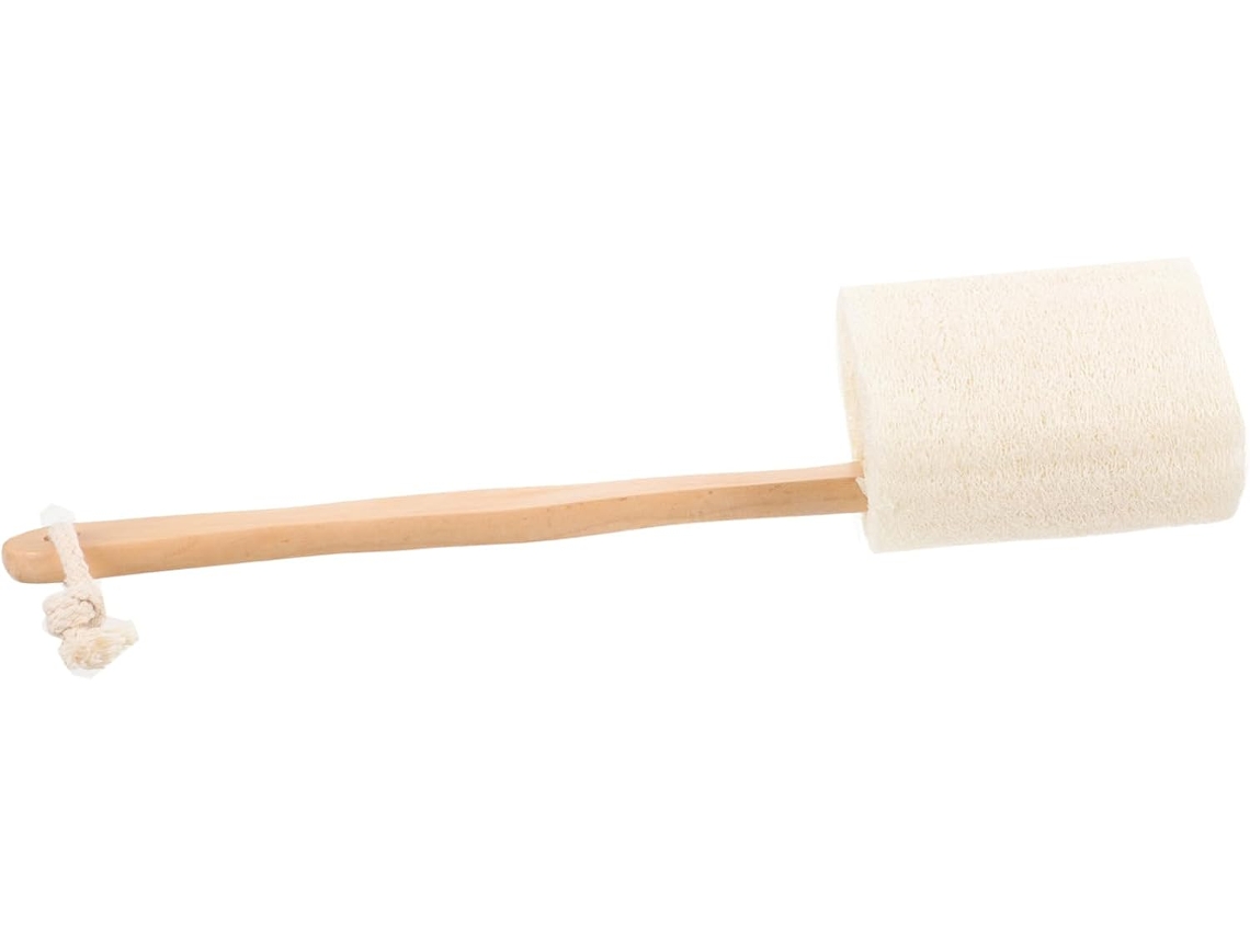 Escova De Banho Esfoliante Bucha Vegetal, Cabo Longo De Madeira Natural, Escova De Limpeza Facial Para Uso Doméstico