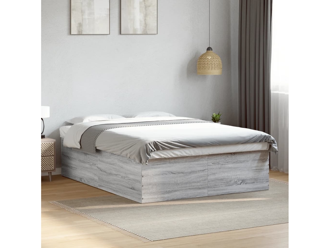 Vidaxl Estrutura De Cama 160x200 Cm Derivados De Madeira Cinza Sonoma