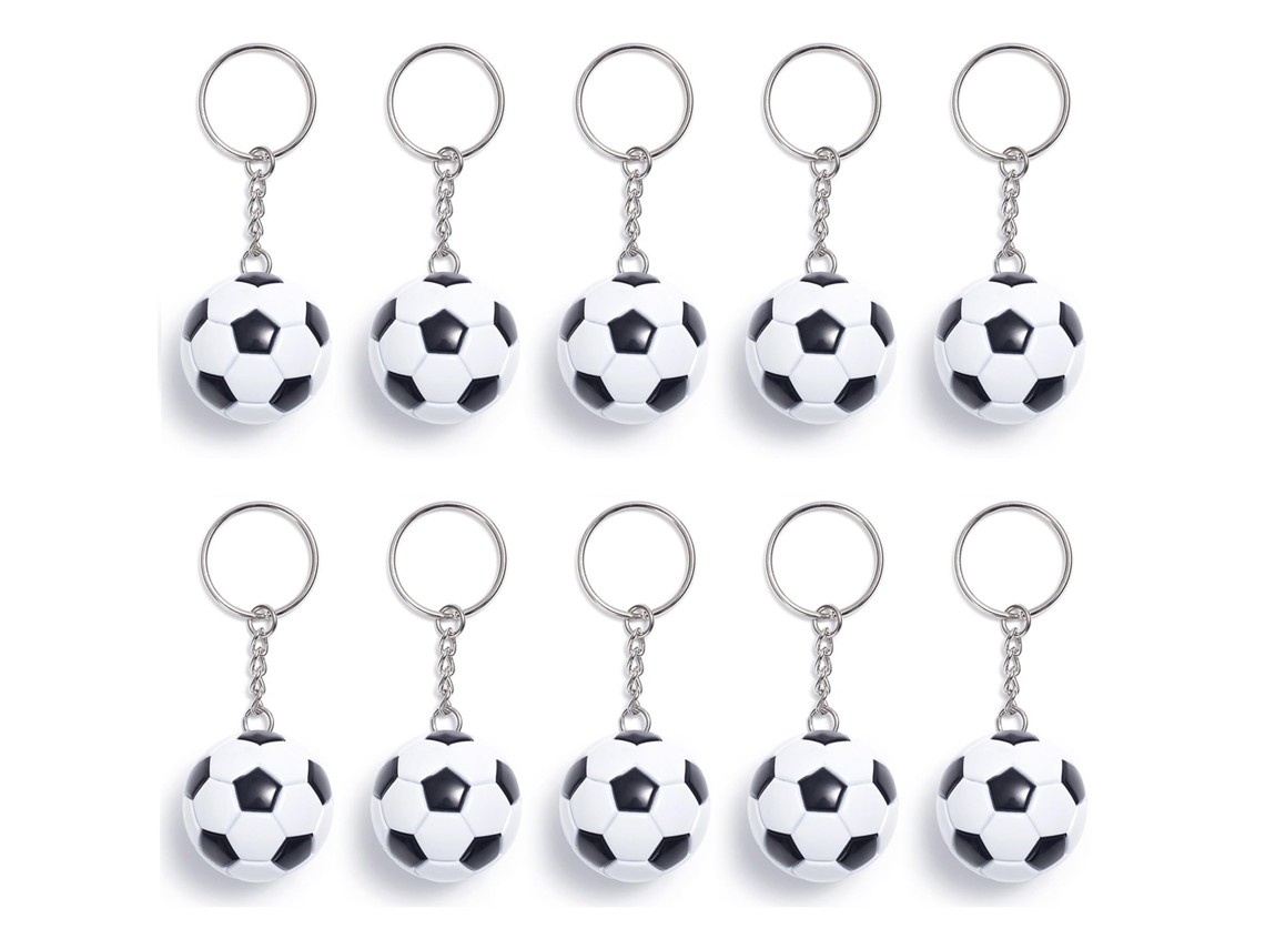 Pacote com 10 Mini Chaveiros de Futebol, Brinde para Festas e Presente para Adeptos Desportivos.