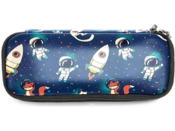 Este lápis grande com estampa de uma raposa, um gato e um astronauta do universo dos desenhos animados é ideal para guardar anotações.