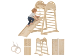 Triângulo De Escalada, Estrutura De Madeira, Recursos De Brincadeira Versáteis, Madeira Natural, 180x89x59 Cm