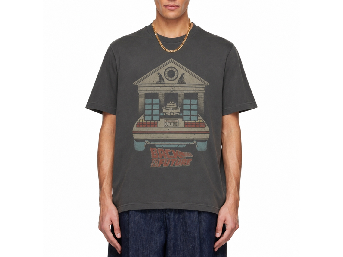 Rockinstone Back To The Future Movie Faded Solid Smoke Adult T-shirt Size:xxxl