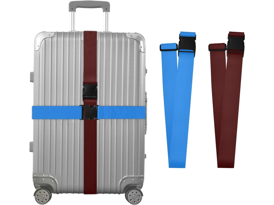Conjunto De 2 Cintas Bagagem Lisas, Ajustáveis E Muito Resistentes, Na Cor Azul Bordô, Para Acessórios De Viagem