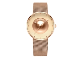 Reloj De Cuarzo Masculino Acero Inoxidable Impermeable Correa Mallada Biden Oro Rosa