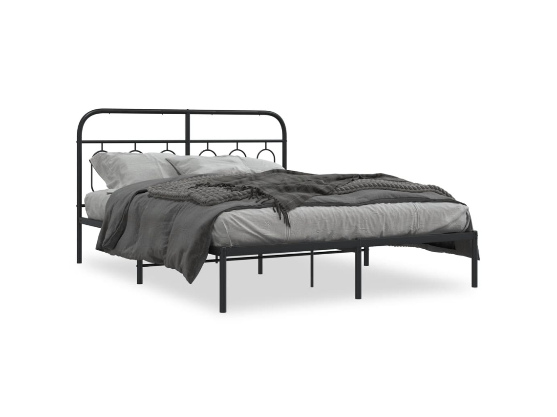 Bed Frame, Bed Frames Vidaxl Preto Metal (150 X 200 Cm)