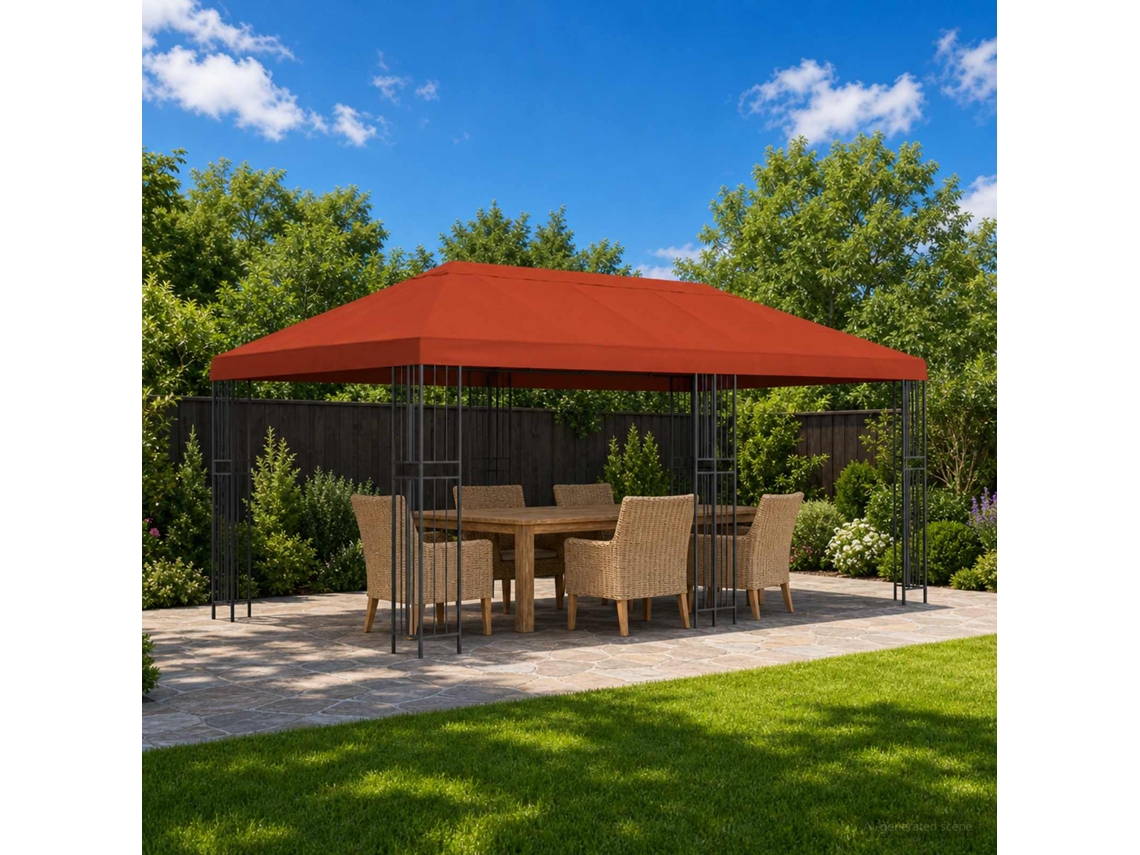 Vidaxl Gazebo Com Paredes Laterais 6 X 3 M Terracota Poliéster E Aço