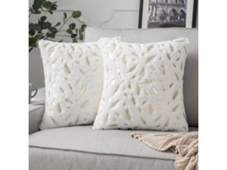 Capa De Almofada Para Sofá 45x45 Almofada Quadrada Dourada Almofada Cabelo Outono Branco Decoração Casa Plumer Bronze Cor Sala De Estar Almofada Decor