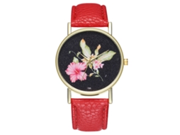 Reloj Analógico De Cuarzo Moda Hombre Mujer Cuero Pu Reloj De Pulsera Ocio Rojo