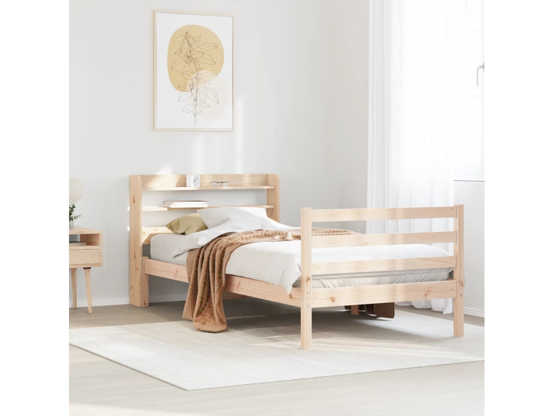 Vidaxl Estrutura De Cama Com Cabeceira 100x200cm Pinho Maciço