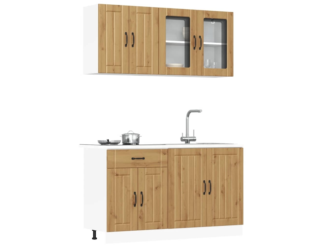 Vidaxl 4 Peças Armário De Cozinha Conjunto Kalmar Carvalho Artisiano
