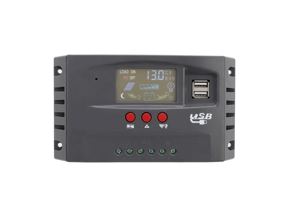 Controlador de carga solar MPPT 12V 24V com parâmetros ajustáveis, display LCD colorido, regulador inteligente para painel solar com porta dupla USB DC 60A LAXISCREED