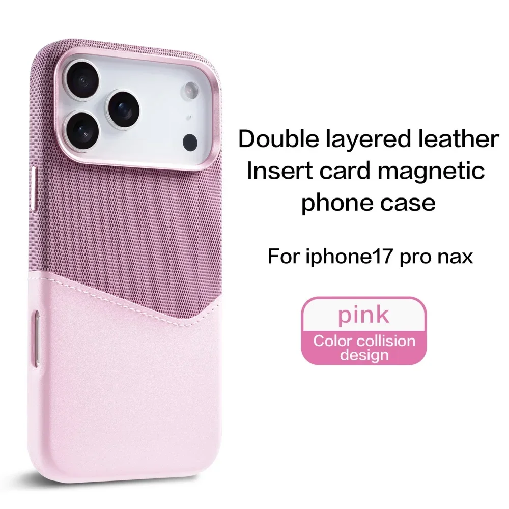 (rosa 16) Capa Magnética Para Celular Com Textura Em Couro E Tecido