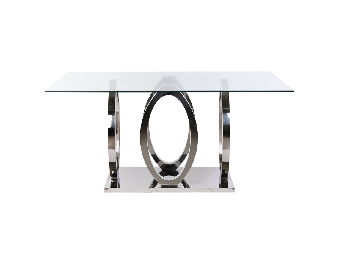 Mesa de Jantar em Aço e Vidro Temperado, 160x90x76cm ALEXANDRA HOUSE LIVING