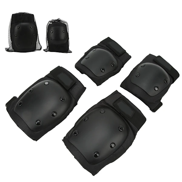 Conjunto Proteção Joelhos Cotovelos Acolchoamento Eva Revestimento Pp Ciclismo Skate Patinação Snowboard Preta Único