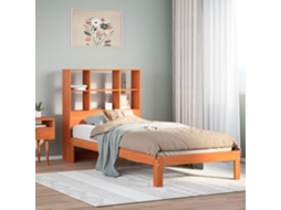 Cama Com Estante Sem Colchão 75x190cm Pinho Maciço Castanho-mel