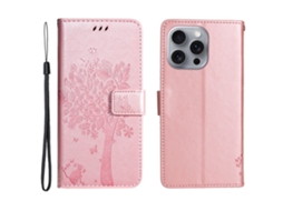 Capa Em Couro Pu, Para Iphone 16 Pro Max - Ouro Rosa