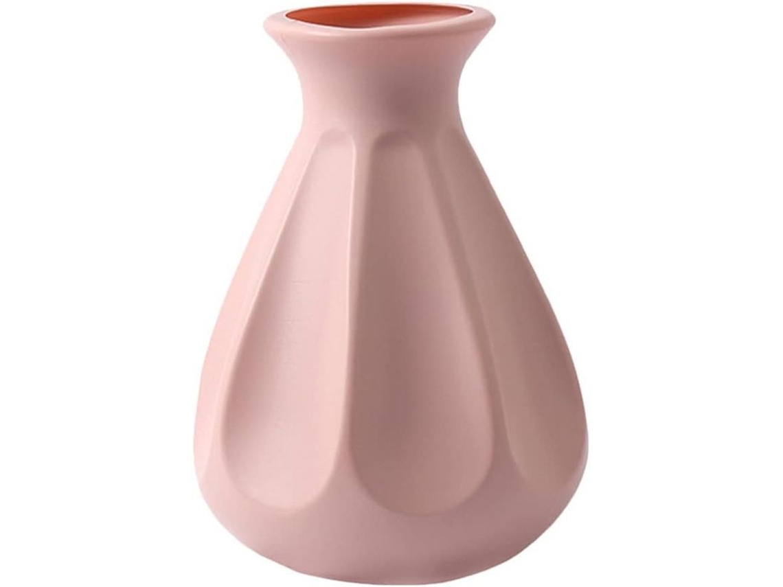 2026 vaso de Plástico Inquebrantável com Aparência Cerâmica para Decoração Floral em Casamentos, Festas e Lar, Cor Rosa