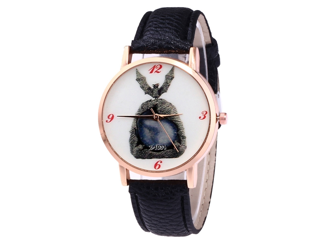 Relógio de quartzo unissex com pulseira de couro PU, estampa do Batman, preto, Zhoulianfa