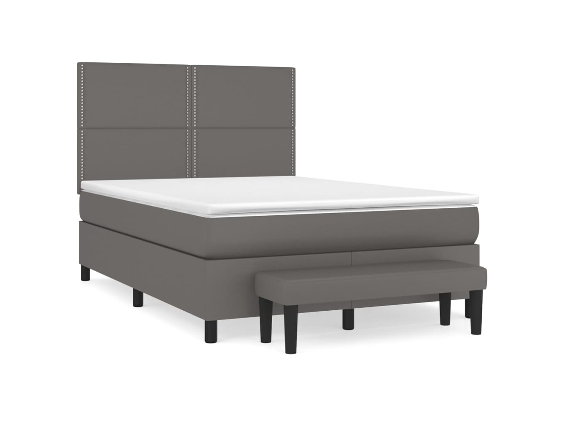 Box Spring Bed, Box Spring Beds Vidaxl Cinzeto Couro Artificial (140 X 200 Cm)