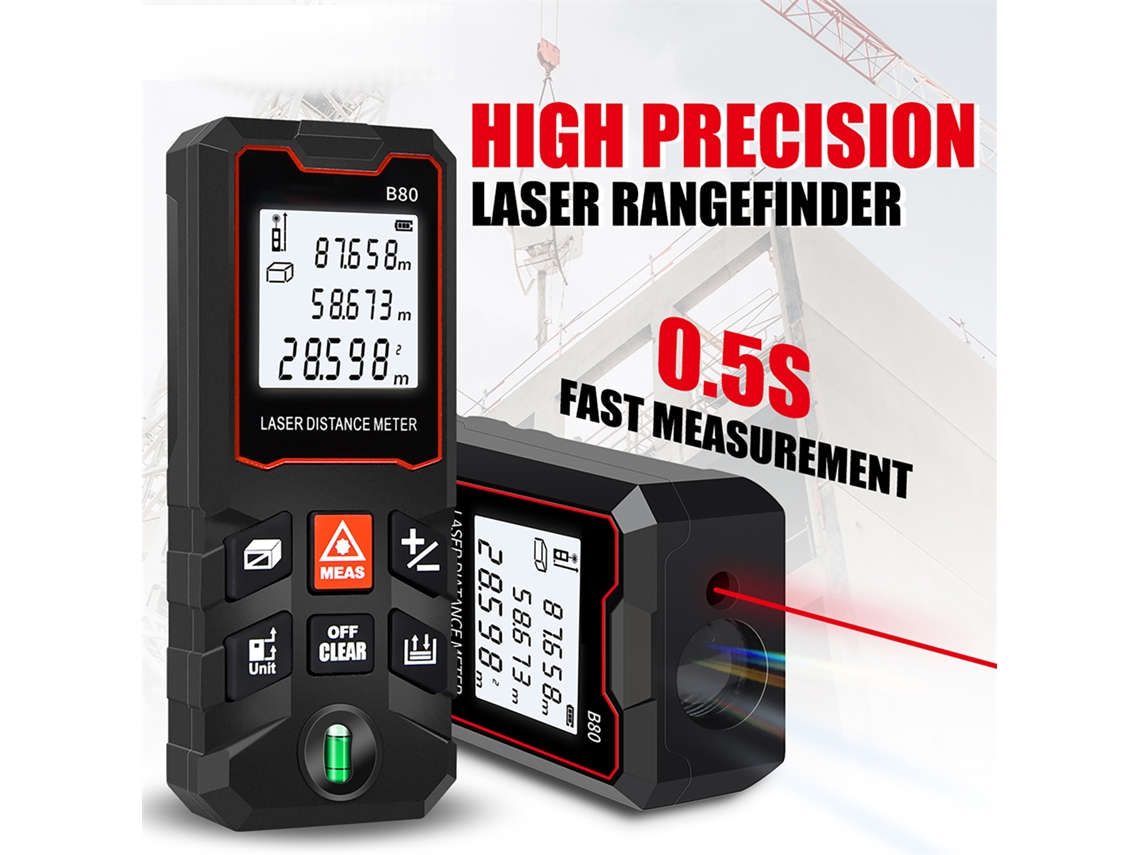Aneng Medidor Laser 80m Lcd com Nível de Bolha, Medição de Distância/área/volume, Ferramenta Portátil