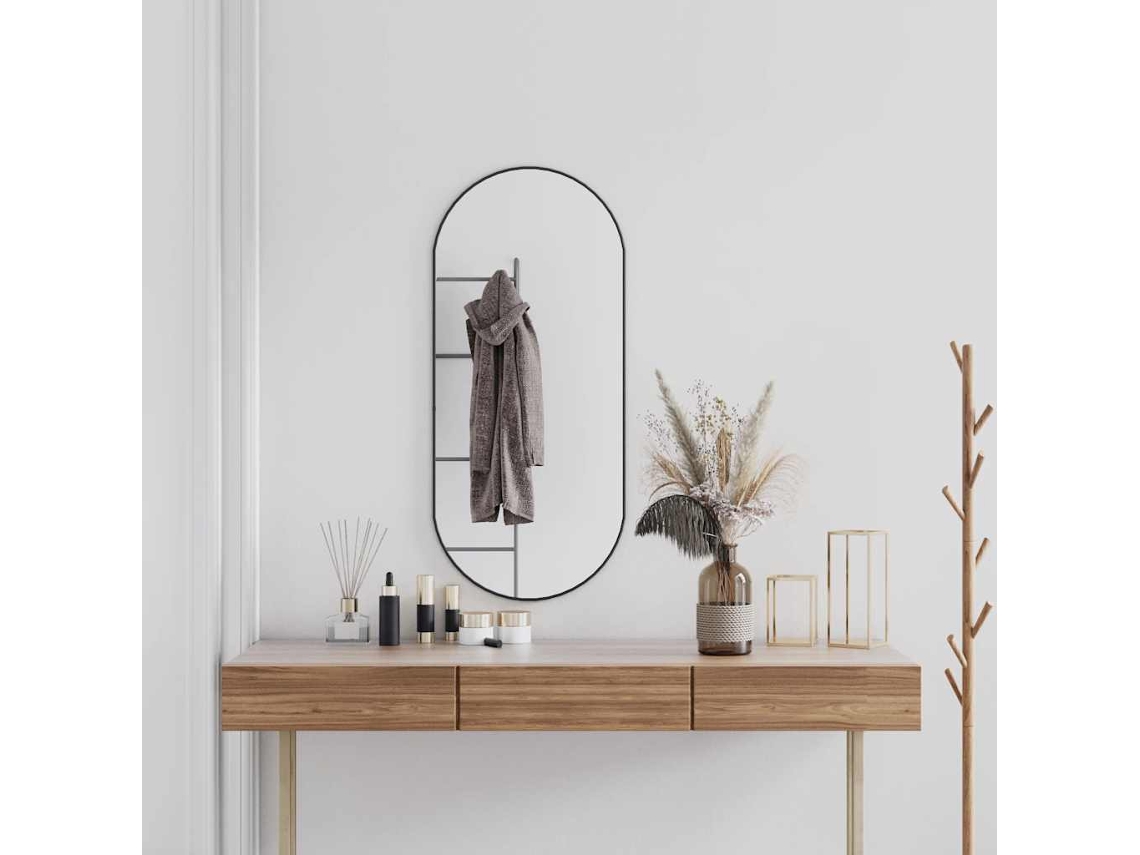 Vidaxl Espelho De Parede 100x45 Cm Oval Preto