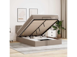 Vidaxl Cama Otomana Com Colchões Leds 140x200 Cm Couro Artificial