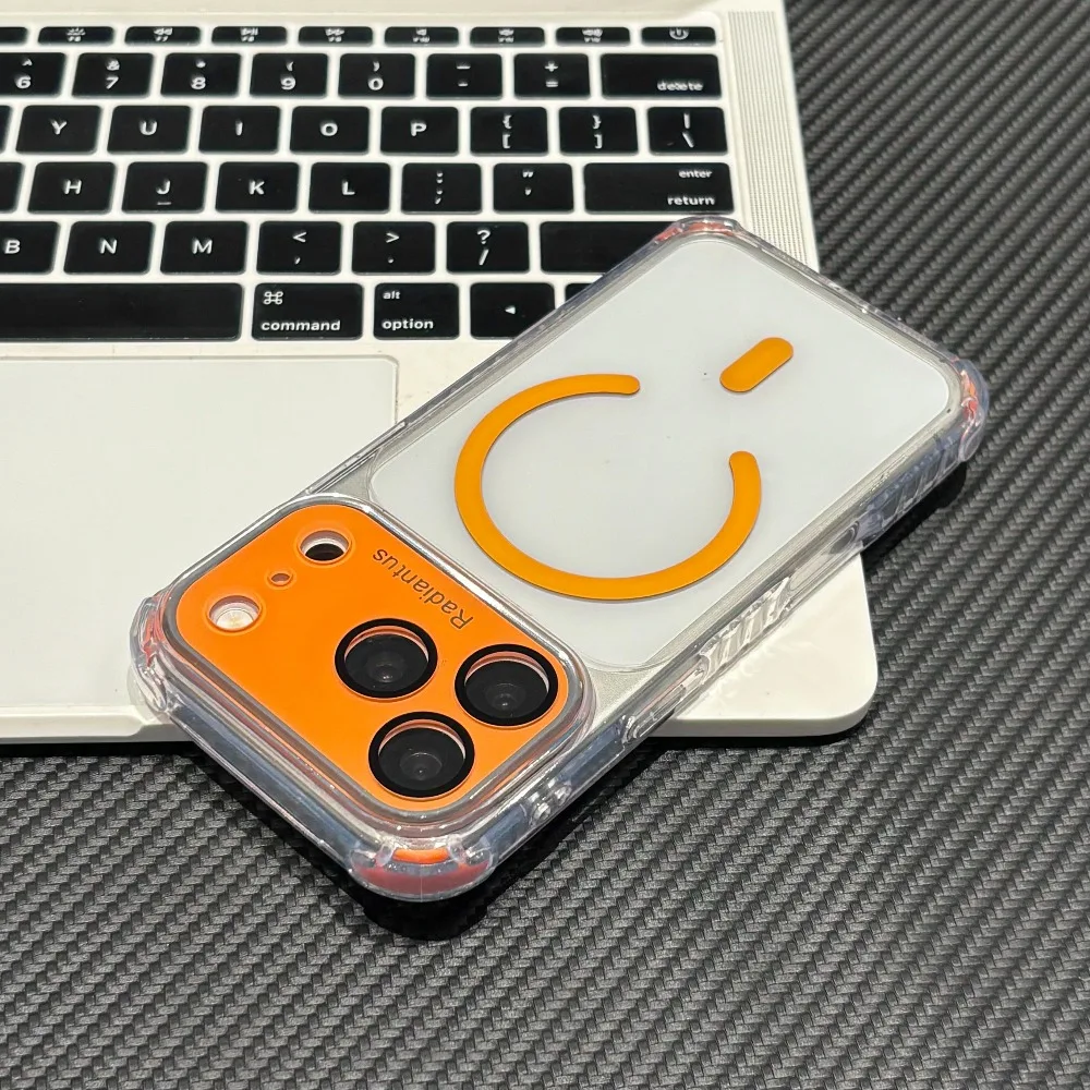 Capa Protetora Com Airbag (laranja) Para Iphone 17 Pro Max Com Interface Magsafe E Protetor De Lente.