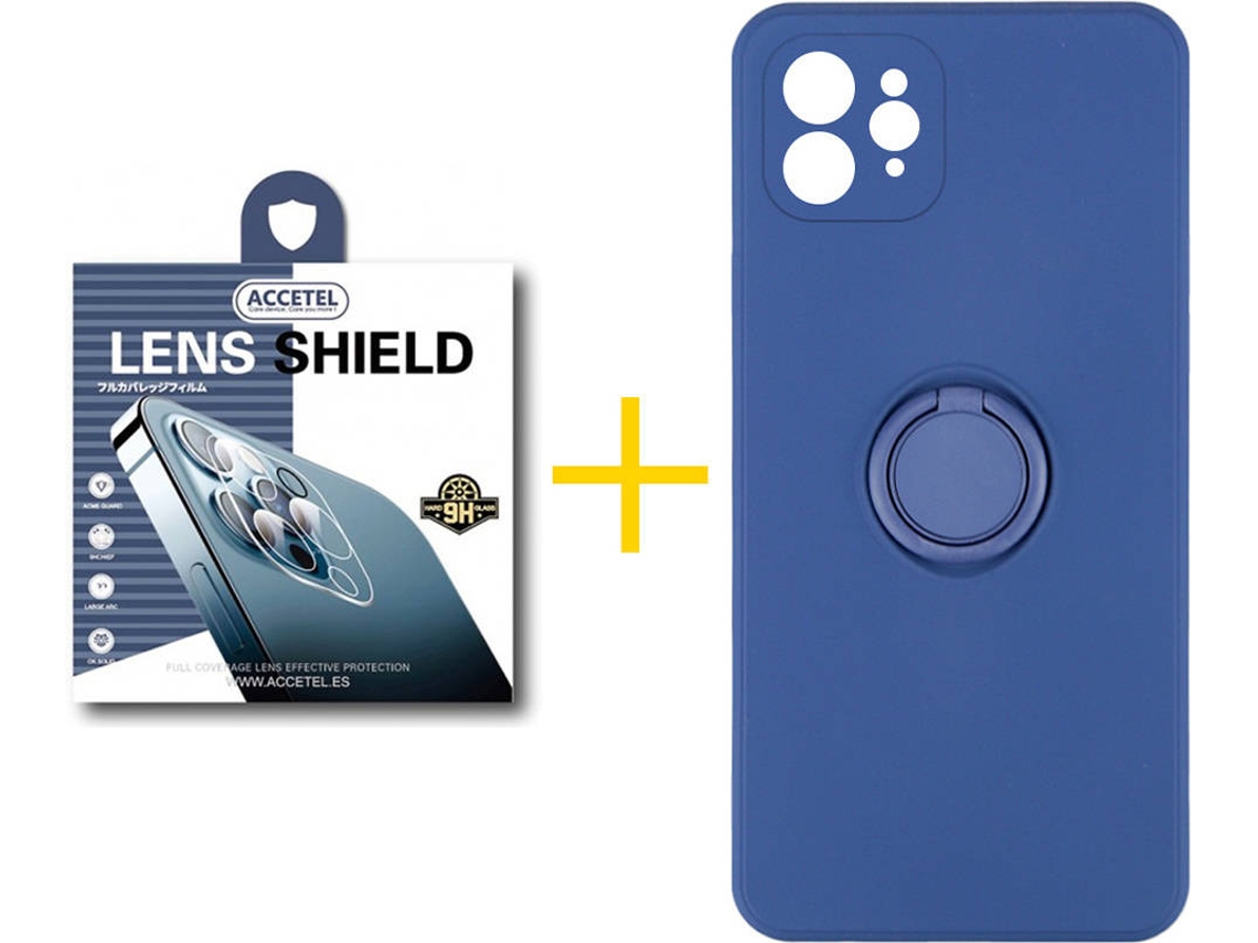 Capa + 1 Película de Câmara para iPhone 12 Pro Max ACCETEL Azul Escuro