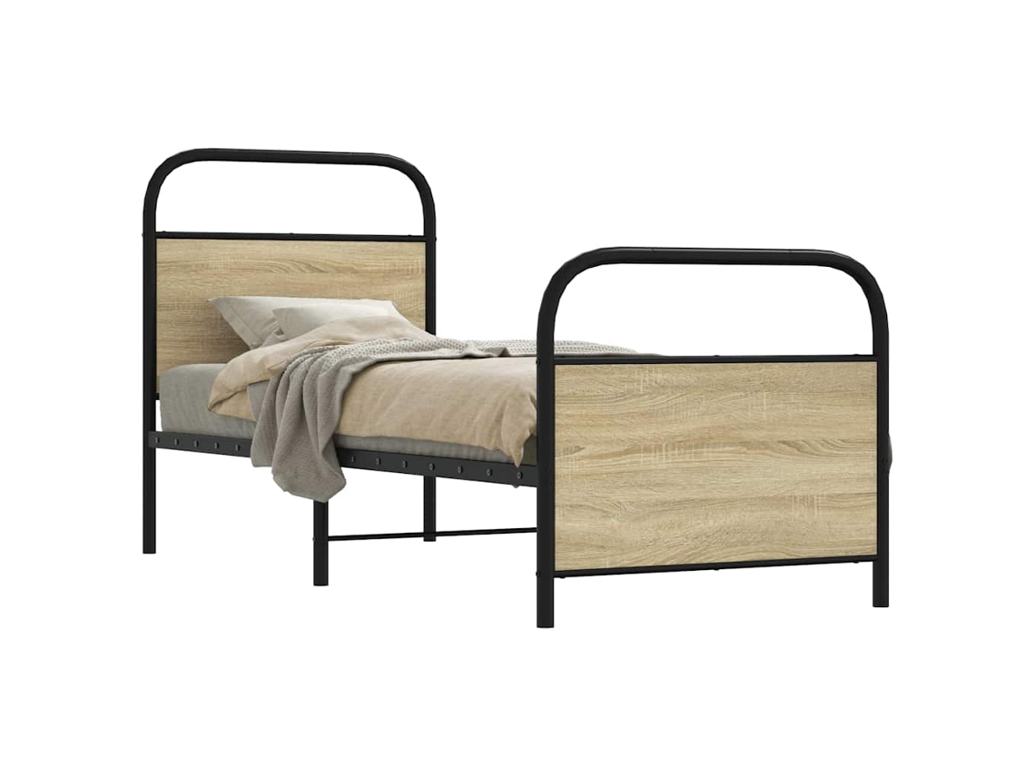 Vidaxl Estrutura Cama S/ Colchão Derivados De Madeira Carvalho Sonoma