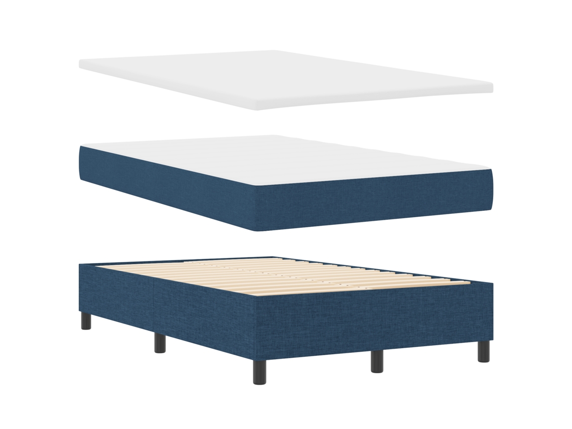 Conjunto 1 Cama Box Vidaxl Azul Tecido (120 X 200 Cm)