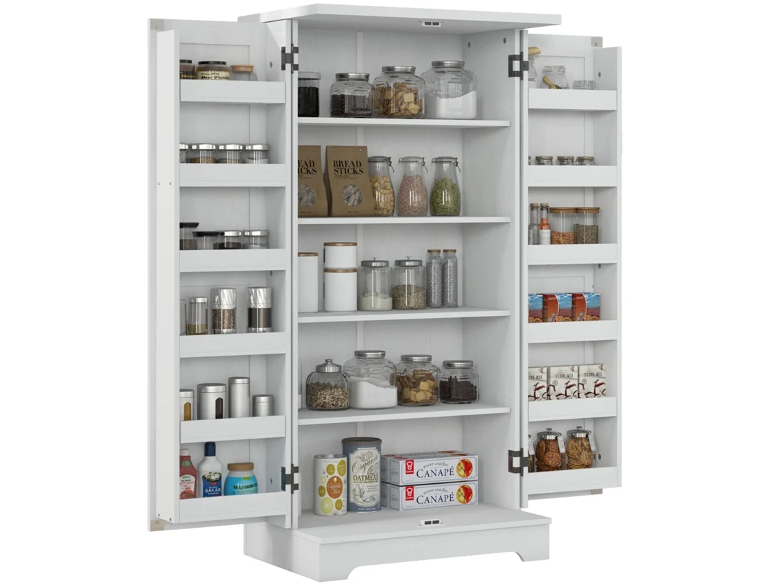 Armário de cozinha VISTA, buffet 5 níveis, portas e prateleiras ajustáveis, creme