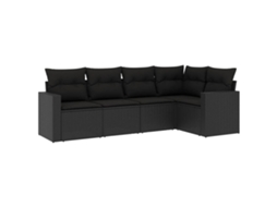 Maison Exclusive - 5 Pcs Conjunto Sofás De Jardim Com Almofadões Vime Pe Preto