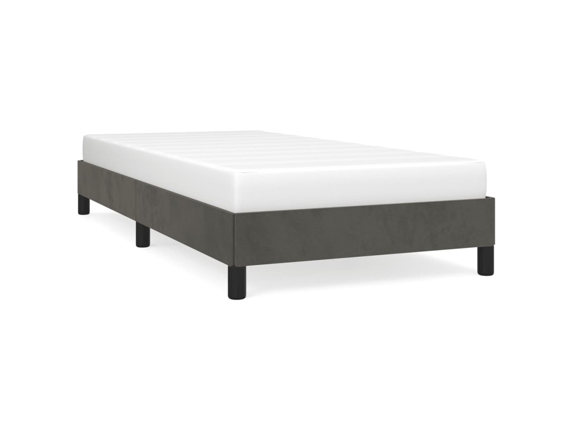 Estrutura de Cama Hanko em Veludo Cinzento Escuro (90x190 cm)