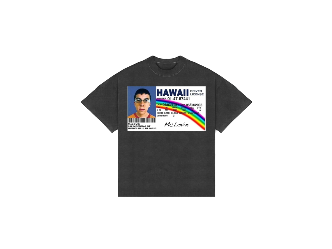 Mclovin Hawaii Id Boxy Vintage Black Graphic Unisex T-shirt Rockinstone Sizel