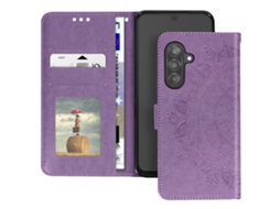Avizar Capa Mandala Floral Para Samsung Galaxy A26 Carteira Com Alça Violeta