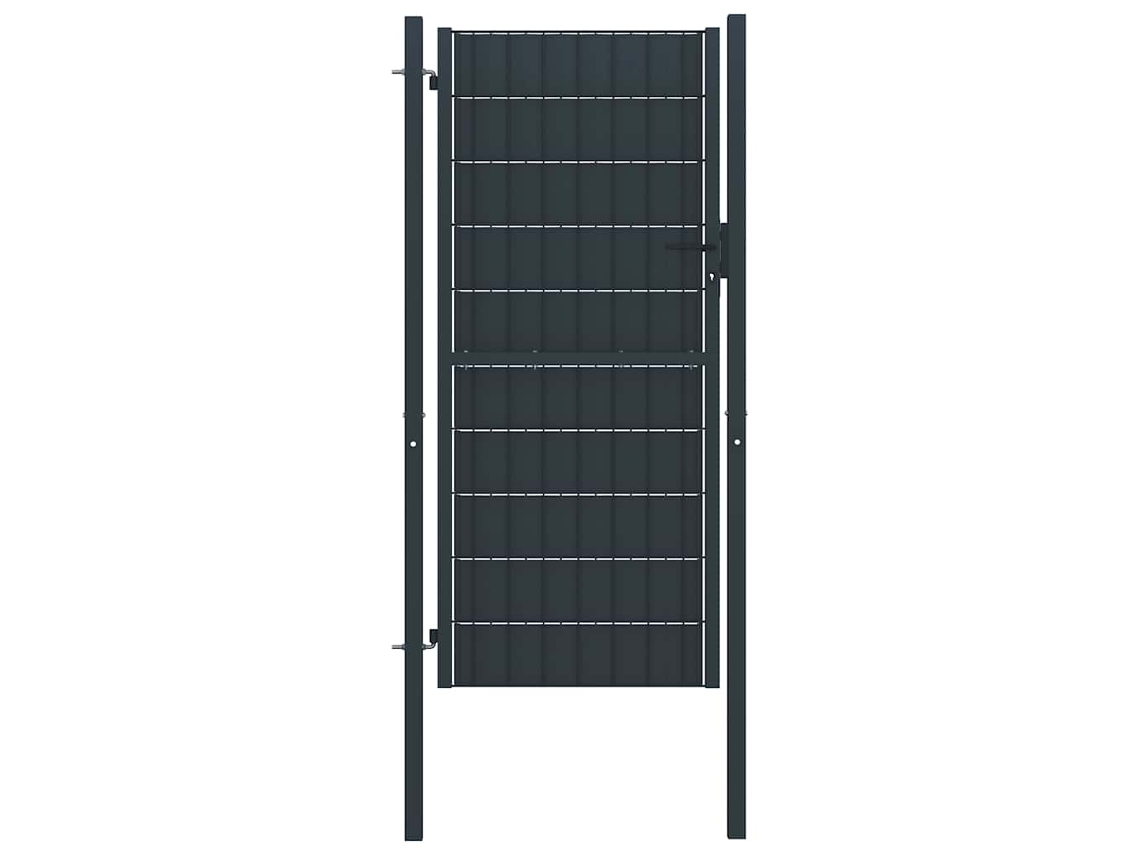 Vidaxl Portão De Cerca Em Pvc E Aço 100x124 Cm Antracite.