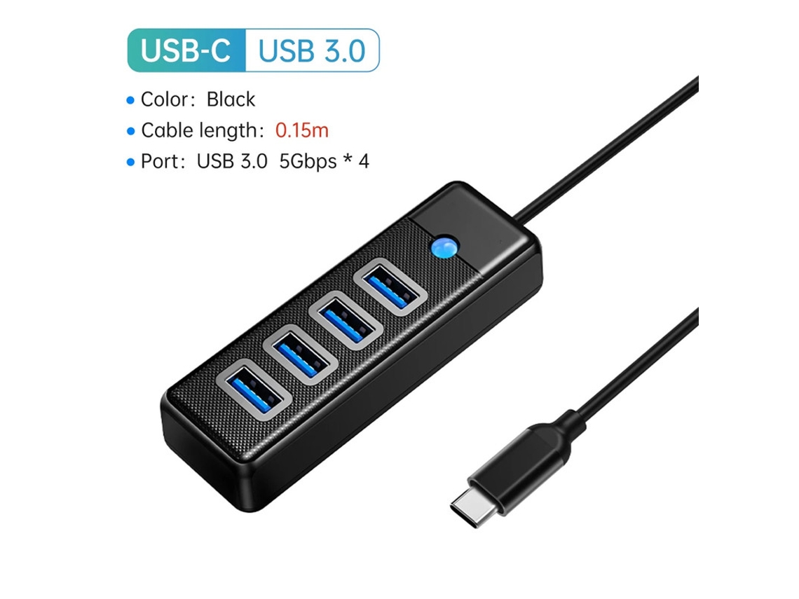 Yizhood 4 portas USB 3.0 Hub 5 Gbps de alta velocidade Multi Tipo C Ultra Slim OTG Docking Station para PC Laptop Acessórios Preto
