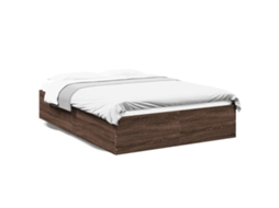 Bed Frame, Bed Frames Vidaxl Marrom Madeira Processada (135 X 190 Cm)