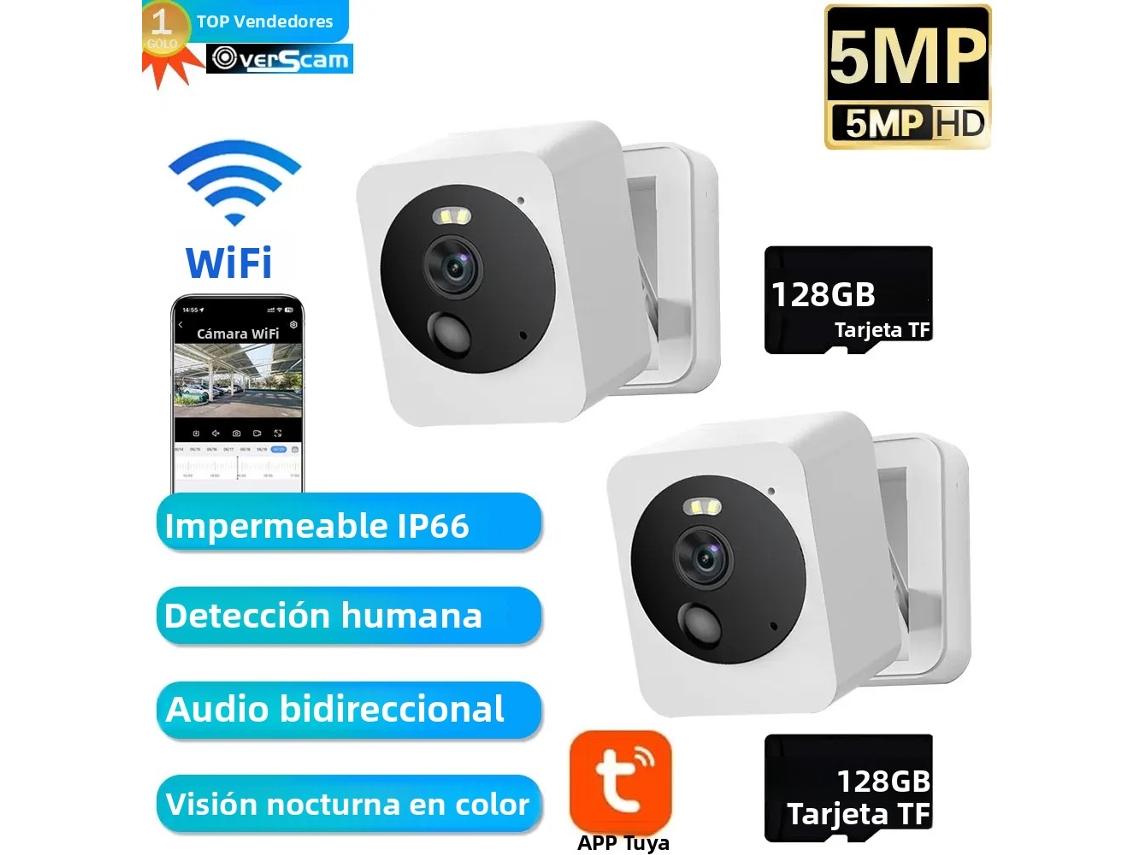 Mini Câmera Ip Inteligente Graffiti com Wifi, 5mp, À Prova D'água MDUG (2 X 128gb)