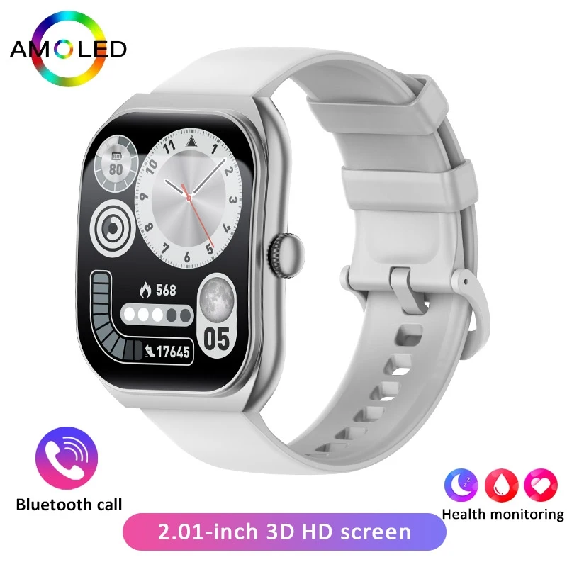 (branco) Smartwatch, Monitor De Frequência Cardíaca De 2,01 Polegadas, À Prova D'água