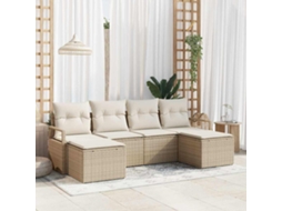 Vidaxl Conjunto De Sofás 6 Unid. Bege E Creme Vime Pe