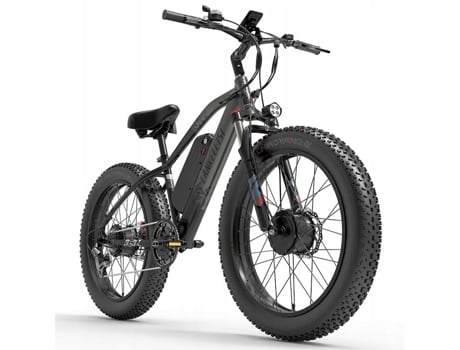 Bicicleta Elétrica LANKELEISI Mg740 Plus Preta Suspensão Total Hidráulica 1000W * 2 Bateria 20Ah