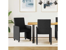 Vidaxl Cadeiras De Jantar Com Rodas 2 Unid. Tecido Preto