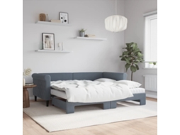 Sofá cama con cajón y colchones 90x190cm Terciopelo Gris Oscuro