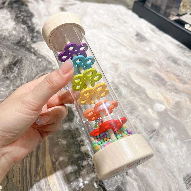 Chocalho De Madeira Com Som De Chuva, Brinquedo Em Forma De Ampulheta Para Desenvolvimento Auditivo.