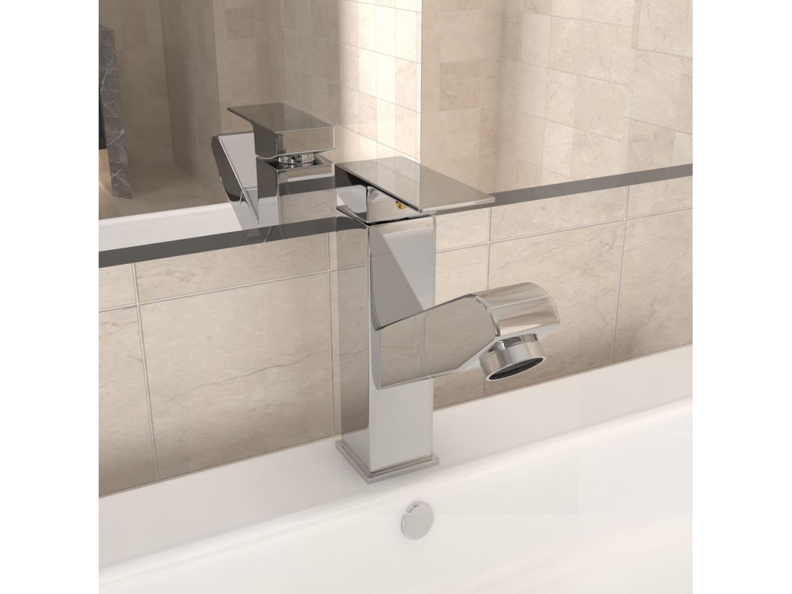 Vidaxl Torneira Extraível P/ Lavatório Casa De Banho 157x172mm Cromado