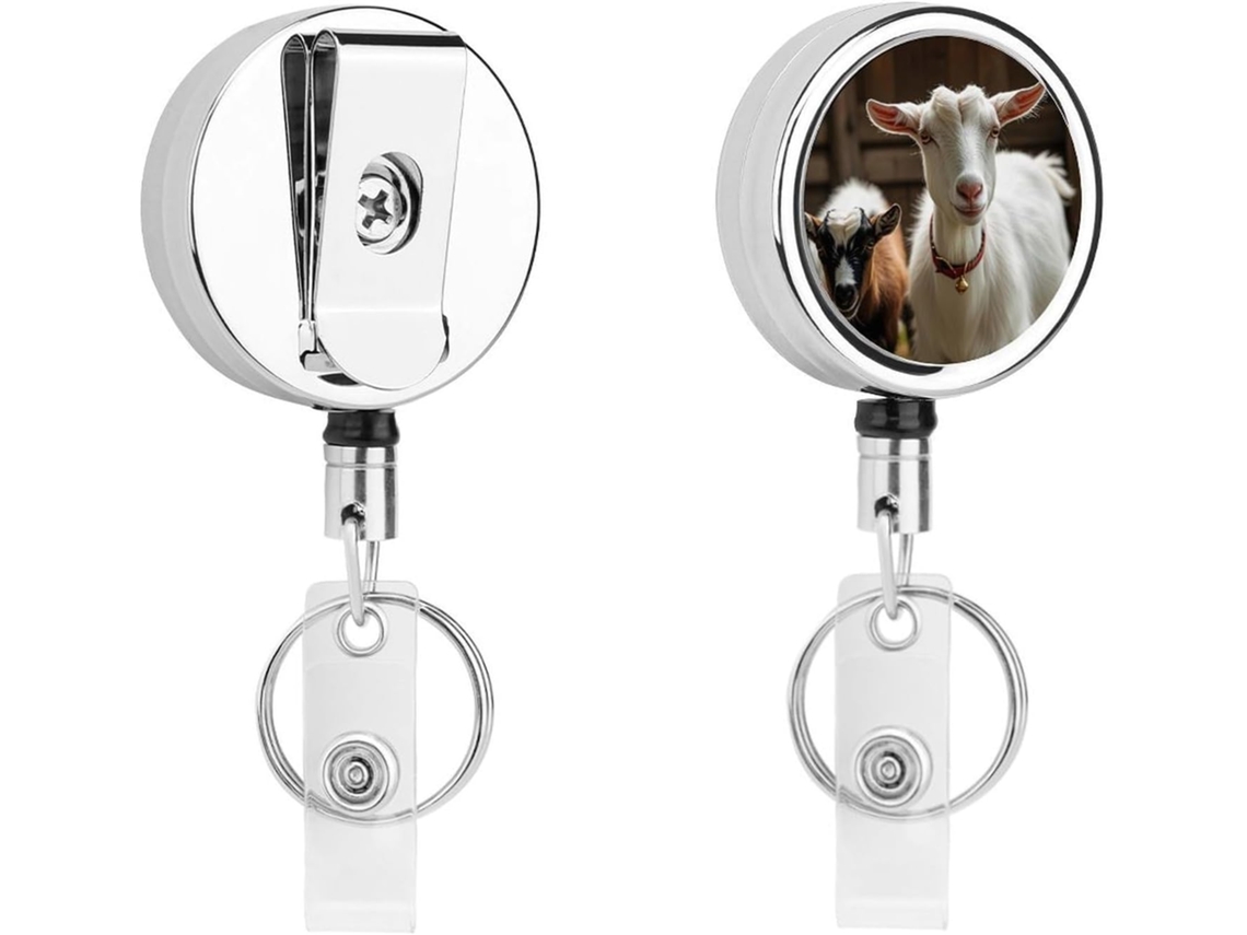 Porta Crachá Em Formato De Cabra, Compacto E Leve, Retrátil, Em Metal, Com Clipe E Chaveiro Ideal Enfermeiros
