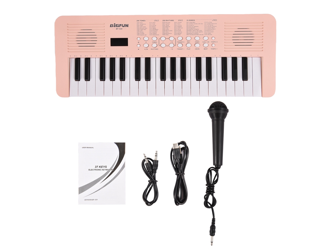 Teclado Piano 37 Teclas 200 Tons 200 Ritmos com Microfone
