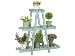 Suporte MDUG de madeira, 3 níveis, decorativo, para plantas, interior e exterior, 46x26x76cm (verde)